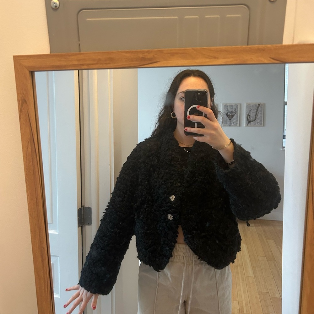 Women's Black Fuzzy Jacket